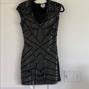 Black Parker sequin dress.